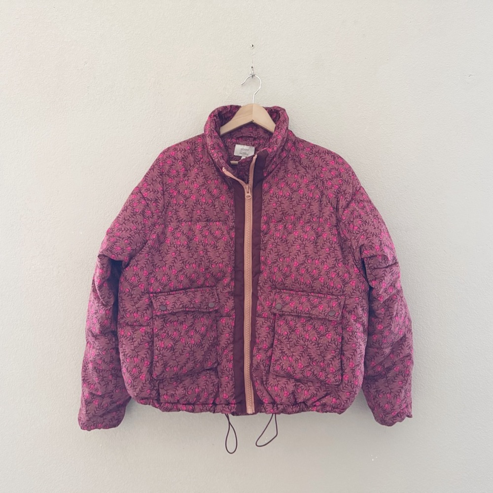 Anthropologie Numph Lillie Puffer Jacket XL Pink Floral Quilted - Picture 6 of 15